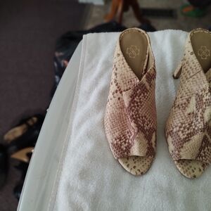 Women's Snakeskin Open-Toe Heels